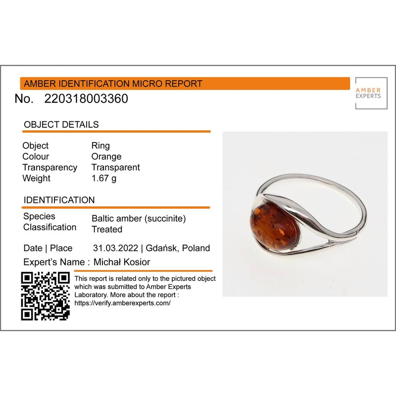 HolidayGiftShops Sterling Silver and Baltic Honey Amber Ring Size: 4.5
