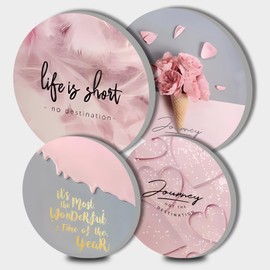 Pink Electric Stove Burner Covers，4 Pcs Pink Decor Round Stove Burner Cover，8 Inches and 10 Inches，Gas Stove Burner Cover,Metal Cooktop Decorative Home Decor,Gifts for Woman，Sisters，Mother，Lover