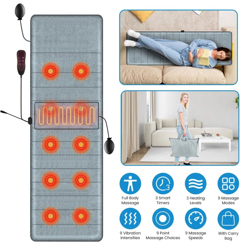 Full Body Electric Massage Mat with Heat Vibration Inflatable Head
