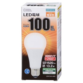 OHM LED電球 一般電球形 100形相当 口金直径26mm 電球色 [品番]06-1737 LDA13L-G AG5