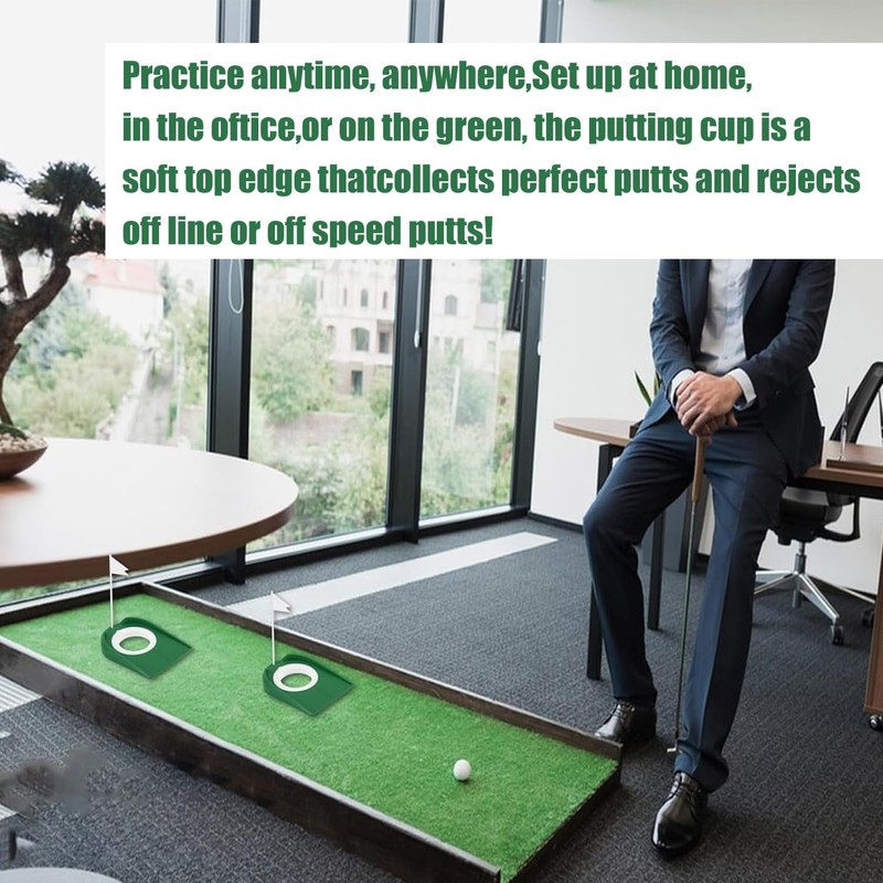 2 Pack Golf Putting Cup with Flag, Portable Golf Training