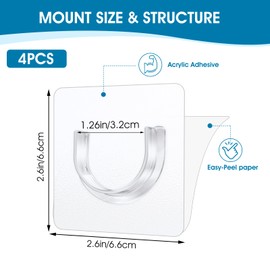 Shower Curtain Rod 8 PCS No Drill Retainer Brackets Tension Holders Adhesive Holder Closet Hooks Rods For Bathroom Wardrobe Curved Clips Wall Strip Plastic Self Stick On Peel and Support Mount Sticker