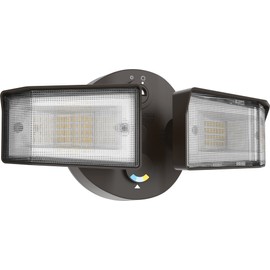 Lithonia Lighting HomeGuard 2-Light LED Outdoor Flood Lights, Outdoor LED Lights, Dusk to Dawn Sensor, Adjustable Lumens, Selectable Color, Square Heads, Dark Bronze (HGX LED 2SH ALO SWW2 120 PE DDB)
