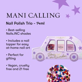 Nails.INC Mani Calling 3-Piece Nail Polish Taxi-Shaped Gift Set, Longwear Rapid Dry Formulation, Cruelty Free, Vegan, 21 Free, Includes a Festive Nail Topper