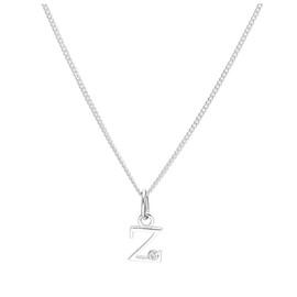 Sterling Silver 0.4 pts Diamond Letter Z Necklace 14-32 Inches, Diamond