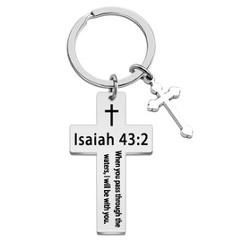 WEHBVF Baptism Gifts for Men Teen Boys Christian Keychain for Women Men Cross Jesus Keychains Bible Verse Keychain Scripture Accessories Religious Gender Neutral Easter Birthday Thanksgiving Day
