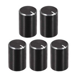 sourcing map 5 x Aluminium Volume Control Potentiometer Knurled Shaft Rotary Knob 10 mm x 15 mm Black