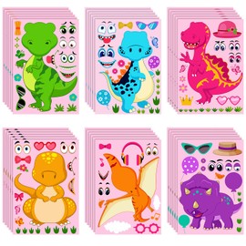 36 Sheets Make a Dinosaur Stickers Dinosaur Party Favors Make Your Own Dinosaur Sticker Cute Make a Face Dinosaur Stickers for Kids DIY Project Dinosaur Theme Birthday Party Favor (Sweet Dinosaur)