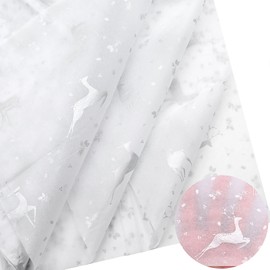 20pcs 50 * 35cm Sliver Tissue Paper with Snowflake and Cute Elk,50 * 35cm Wrapping Paper Bulk for Christmas Xmas DIY Gift Decorations