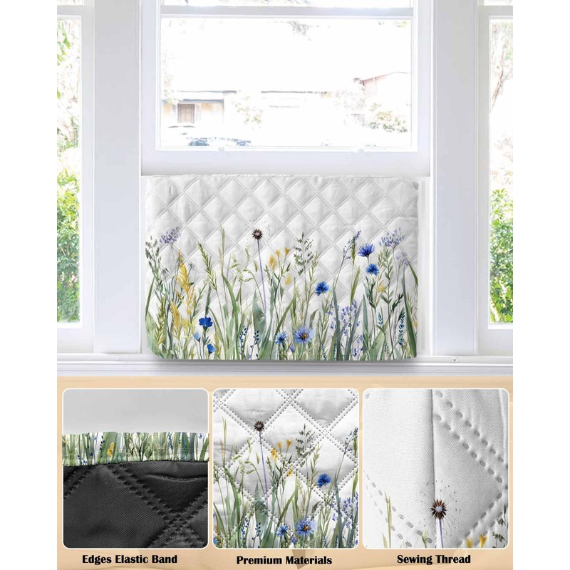 Leaves Plants Indoor Air Conditioner Cover for Window Units, Double