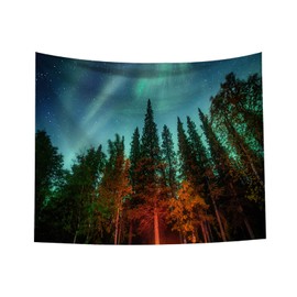 Green Misty Forest Tapestry Wall Hanging Nature Landscape Tapestry Sunshine Through Tree Tapestries for Bedroom Living Room Dorm Decor