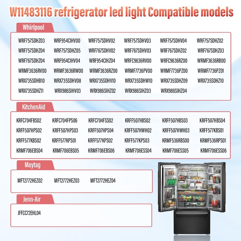4PK-W11483116 Refrigerator LED Light Module Compatible with Whirlpool Replacement W11483116,