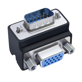 DTECH 90 Degree VGA Right Angle Adapter 15 Pin Male to Female Extension Converter Coupler