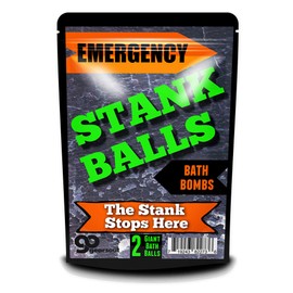 Emergency Stank Balls Bath Bombs - Funny Bath Bombs for Men - XL Bath Fizzers, Green and black marbled, Handcrafted in the USA