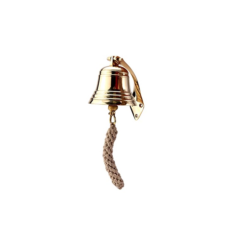 NKlaus 11574 Ship Bell Brass Gold with Wall Bracket and