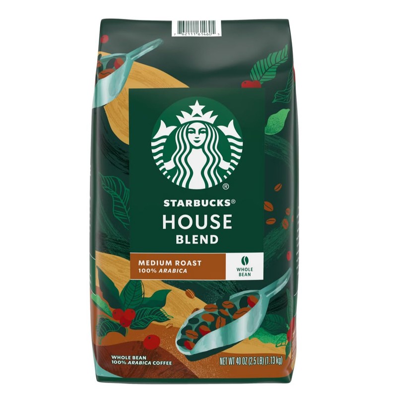 Starbucks House Blend Whole Bean Coffee (40 Ounce) (2 Pack),