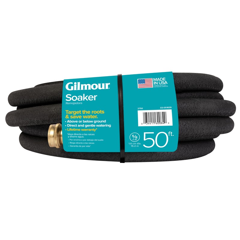 Gilmour 5/8" x 50' Round Weeper Soaker Hose for Garden