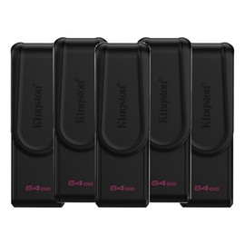 PSA COMPUTO Y PAPELERIA Kit de 5 Memorias USB DTXS/64GB, 64GB, USB-A 3.0, Negro El tapón Giratorio Permite un Acceso Sencillo y Proteger el Conector USB.