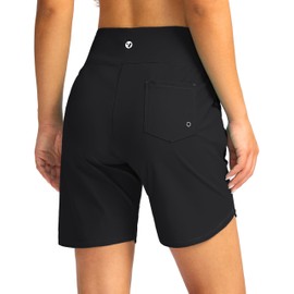 Viodia Women's 7" Swim Board Shorts Swimming Trunks for Women with Pockets L Black