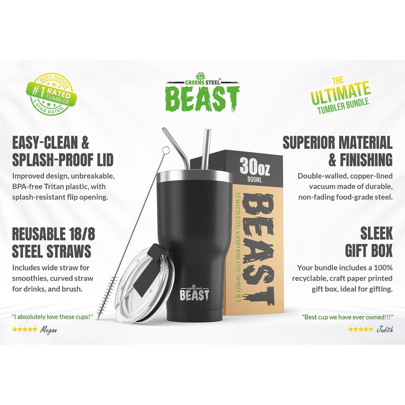 Beast 30 oz Tumbler Stainless Steel Vacuum Insulated Coffee Ice