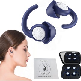 Tapones antirruido, tapones para dormir, reutilizables 2 pares de tapones de silicona lavables con protección auditiva resistente al agua para dormir, roncar, nadar y en el trabajo（Azul)