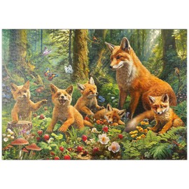 MyPuzzle Fox Family in Enchanted Forest - Premium 1000 Piece Puzzle - MyPuzzle Special Collection by Puzzle Galaxy