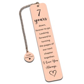 7 Year Anniversary Copper Gifts for Him Her 7th Anniversary Wedding Gifts for Wife Husband Couples Women Men Traditional 7 Year Anniversary 7 Years Down Forever to Go Bookmark Gift