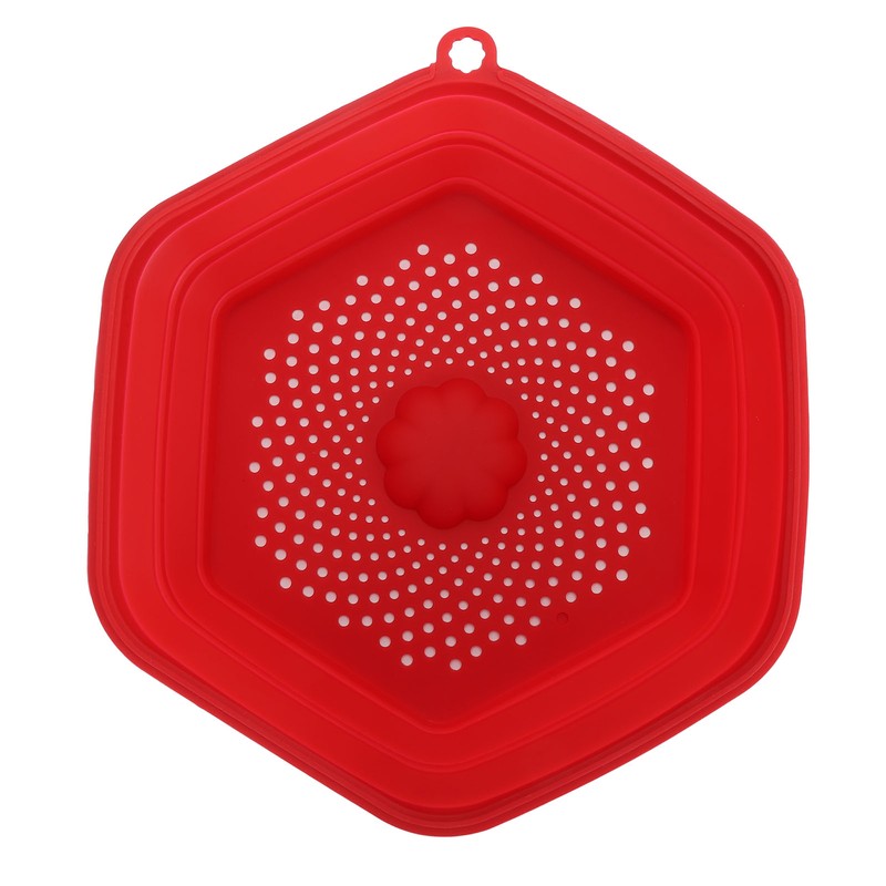 Red Silicone Microwave Splatter Cover with Handle Collapsible Microwave Food