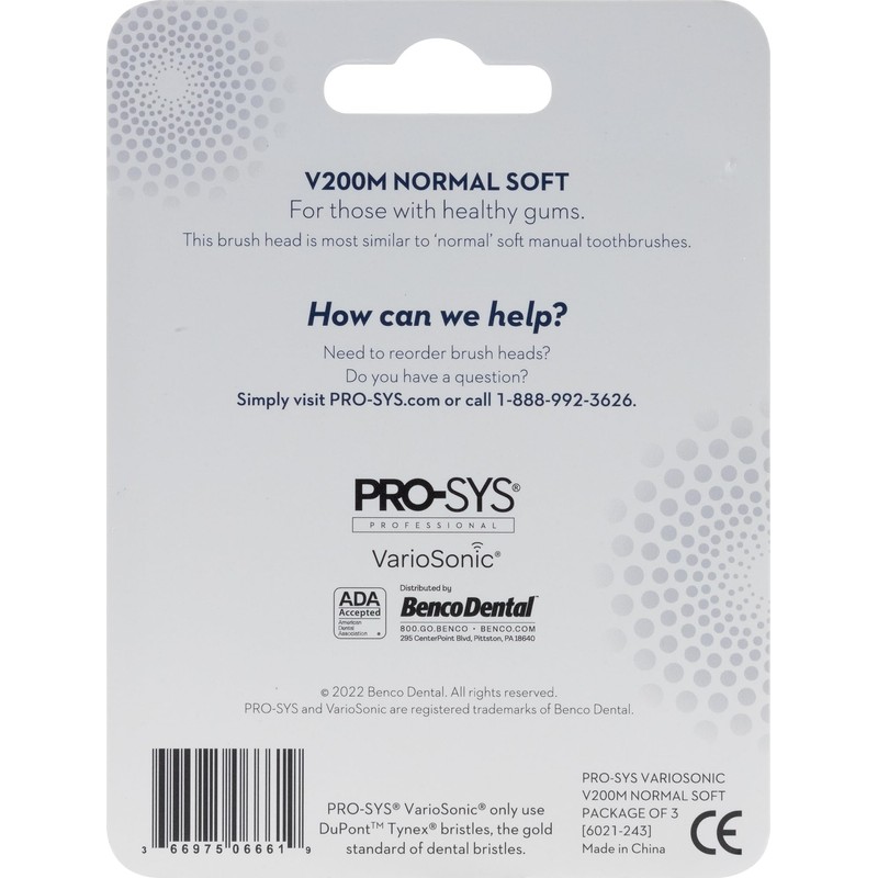 PRO-SYS® Black VarioSonic® Electric Toothbrush Replacement Head (V200M Normal Soft),