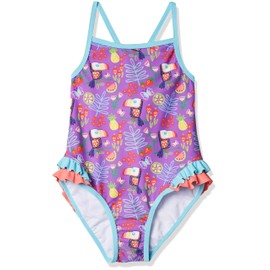 KIKO & MAX Traje de baño de una Pieza para niña, Estampado Tropical Morado., 5