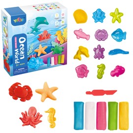 LETTERASHQP 18 Pieces Dough Accessories Kneading Tool Dough Accessory Set from 2 3 4 Years Children Kneading Accessories DIY Kneading Tool Underwater World Plasticine Tools Children's Toy Dough