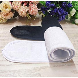 Empire Headband Make Up Beauty Toweling Towel Spa Salon Facial Adjustable With Button Case (Black)