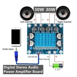 AYMBH TPA3110 XH-A232 30W+30W 2.0 Channel Digital Stereo Audio Power Amplifier Board | Dual Channel Hi-Fi Sound Module | Class D DC 8-26V for Computer, Speakers, DIY Projects