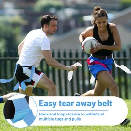 Uikro Flag Football Belts, 14 Player Flag Football Set with 42 Flags for Adults Youth Kids, Sports Training Competition (Blue & White)