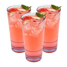 Restaurantware - Bev Tek 20 Ounce Clear Drinking Glasses, 10 Heavy-Duty Plastic Highball Glasses - Dishwashable, Stackable, Clear Plastic Cooler Glasses, For Serving Drinks At Catered Event