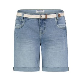 Sublevel Damen Jeansbermuda mit Gürtel, Aufschlag, 5-Pocket Light-Blue S