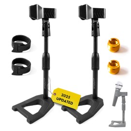 Simplurfi 2 Pcs Mic Stand with Mic Clip Desktop, Adjustable Table Microphone Stand, 5/8” to 3/8” Metal Adapter, Heavy Weighted Base, for Blue Yeti Snowball Spark Fifine K669 AT2020 Shure SM58 SM57