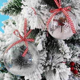 ZOUZJUN Christmas Plastic Balls Set of 5 6CM 8CM 10CM Ornaments Ornaments Transparent Hollow Spheres Decoration Storage DIY Fillable Spheres Ornaments Christmas Tree/Home Decoration/Wedding/Birthday