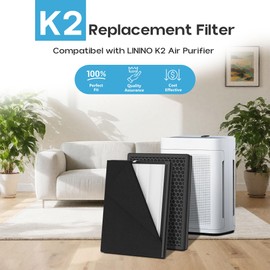 Elnuliros K2 True HEPA Replacement Filter Compatible with LUNINO K2 Air Puri-Fier, 3 Stage Premium Filter with H13 HEPA Layer, Activated Carbon Layer and pre-Filter,4 Pack