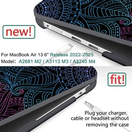 DONGKE for M4 MacBook Air 13.6 Inch Case 2025 2024 2023 2022 Model A3240 A3113 A2681 M3 M2 Chip, Plastic Hard Shell Case Cover with Touch ID for MacBook Air 13 Inch M4 - Colorful Mandala