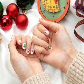 Nail art parts, stickers, Christmas set, winter nail stickers, luxury nail parts, artificial nail tips, cute nails, feminine nails, B set / 네일아트 파츠 스티커 크리스마스 세트 겨울네일스티커 럭셔리네일파츠 인조손톱팁 귀여운네일 여성스런네 B세트