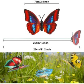 Butterfly Decorations,50 Pcs Butterfly Stakes PVC Waterproof Decorative Colorful