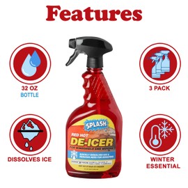 Splash Red Hot De-icer Windshield Trigger Spray 32 Ounces (Pack of 3)