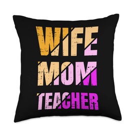 Mothers Day Cloths Wife Mom Teacher Women GIfts Wife Mom Teacher Mothers Day Retro Momma Life Mommy Throw Pillow, 18x18, Multicolor