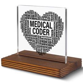 Medical Coder Word Cloud Clear Desk Decorative Sign Appreciation Gift for Coding Professionals & Healthcare IT Specialists EC212