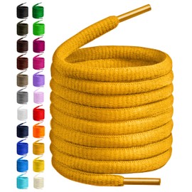 BIRCH's Oval Shoelaces 27 Colors Half Round 1/4" Shoe Laces 4 Different Lengths (45.5" (115cm) - L, Sunflower Yellow)