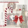 2Pcs Large Candy Cane Baubles with 2Pcs Glitter Bows,Shiny &