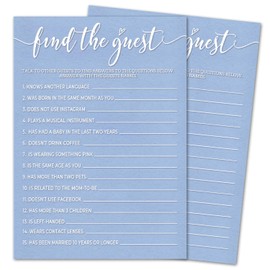 ZSHFMY Shower Games, Find The Guest Game - Gender Reveal Ideas Announcement Party Games Activity, Blue Theme 25 Game Cards, Shower Party Favor, Decorations & Supplies 008
