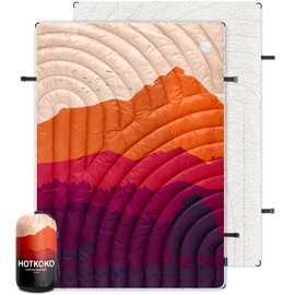 hotkoko Outdoor Camping Blanket,Warm Thick Camp Blankets with Sherpa Lining Soft Fleece Camping Blanket Puffy Camping Quilt for Cold Weather Traveling, Stadium, Hiking, Picnics
