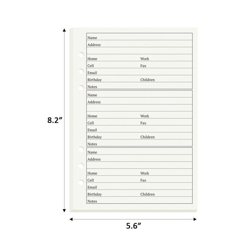 suituts Address Book Refill Pages with Alphabetical Tabs, Large Print